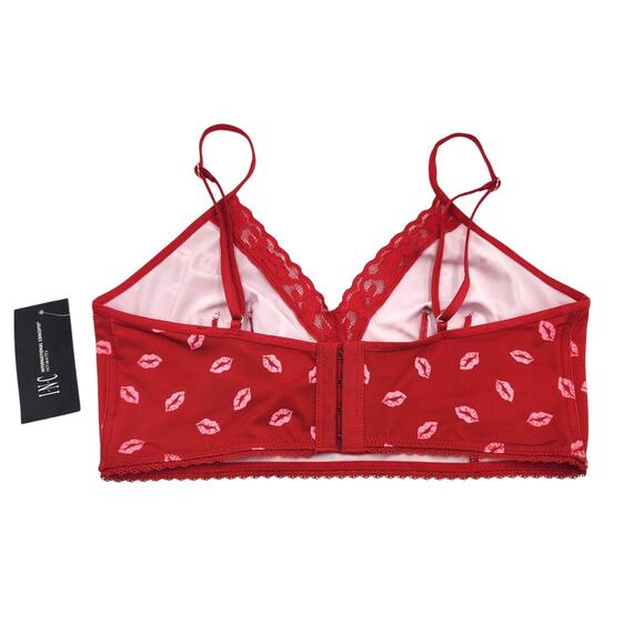 I.N.C. International Concepts Women Red Kiss Semi-Sheer Wireless Bralette Size L - Picture 3 of 3